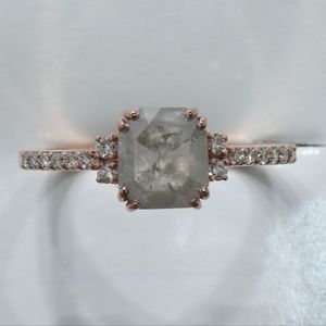 Radiant Diamond Engagement Ring Fancy Gray 1.22 TCW 14K Rose Gold